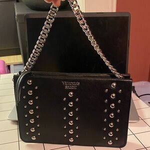 NEW W/ TAG, Victoria's Secret Black Studded Shoulder Bag